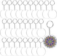 🔑 clear acrylic keychain blanks kit - pack of 60, 2 inch blanks with 30 metal key chain rings and 30 acrylic circle discs - ideal for diy monogram keychains, gift tags, and vinyl projects logo