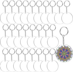 img 4 attached to 🔑 Clear Acrylic Keychain Blanks Kit - Pack of 60, 2 Inch Blanks with 30 Metal Key Chain Rings and 30 Acrylic Circle Discs - Ideal for DIY Monogram Keychains, Gift Tags, and Vinyl Projects