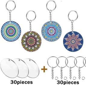 img 3 attached to 🔑 Clear Acrylic Keychain Blanks Kit - Pack of 60, 2 Inch Blanks with 30 Metal Key Chain Rings and 30 Acrylic Circle Discs - Ideal for DIY Monogram Keychains, Gift Tags, and Vinyl Projects