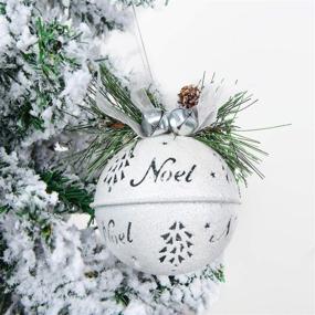 img 2 attached to 🔔 Set of 6 Large White Glitter Christmas Sleigh Bells - 3.4 Inch Rustic Craft Bells for Tree, Wreath, Garland Ornaments - Holiday DIY Decorations