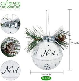 img 3 attached to 🔔 Set of 6 Large White Glitter Christmas Sleigh Bells - 3.4 Inch Rustic Craft Bells for Tree, Wreath, Garland Ornaments - Holiday DIY Decorations