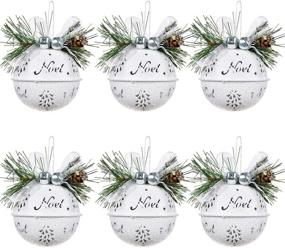 img 1 attached to 🔔 Set of 6 Large White Glitter Christmas Sleigh Bells - 3.4 Inch Rustic Craft Bells for Tree, Wreath, Garland Ornaments - Holiday DIY Decorations