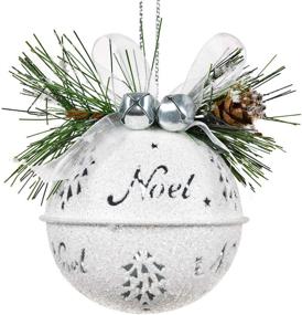 img 4 attached to 🔔 Set of 6 Large White Glitter Christmas Sleigh Bells - 3.4 Inch Rustic Craft Bells for Tree, Wreath, Garland Ornaments - Holiday DIY Decorations