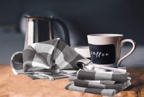 img 3 attached to 🧺 Native Fab 100% Cotton Kitchen Dish Towels 16x26 Set of 6 - Absorbent Tea Towels, Dish Cloths, Restaurant Cleaning Towels, Gingham Check Buffalo Plaid Kitchen Towels with Hanging Loop - Grey White: Premium Quality & Multi-Purpose