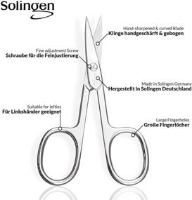img 3 attached to Premium Solingen Scissors - German-Made Multi-Purpose Manicure & Pedicure Beauty Grooming Kit for Nails, Eyebrows, Eyelashes & Dry Skin - Curved Blade Nail Scissors