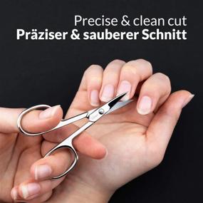 img 1 attached to Premium Solingen Scissors - German-Made Multi-Purpose Manicure & Pedicure Beauty Grooming Kit for Nails, Eyebrows, Eyelashes & Dry Skin - Curved Blade Nail Scissors