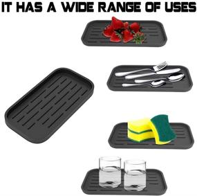 img 1 attached to Multipurpose 2 Pcs Silicone Sink Organizer Trays + Brush Kit: Ideal for Kitchen, Dishwashing, Bathroom & Laundry Accessories