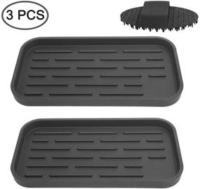 img 3 attached to Multipurpose 2 Pcs Silicone Sink Organizer Trays + Brush Kit: Ideal for Kitchen, Dishwashing, Bathroom & Laundry Accessories