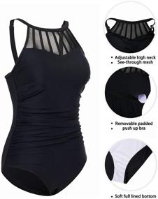 img 2 attached to Holipick Bathing Ruched Control Swimsuit Women's Clothing for Swimsuits & Cover Ups