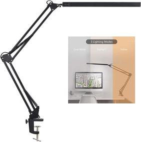 img 4 attached to Psiven LED Architect Desk Lamp with Clamp - Metal Swing Arm Dimmable Task Lamp for Office, Craft, Workbench - Eye Care Table Lamp (3 Color Modes, 10-Level Dimmer, Memory Function) Highly Adjustable and SEO-Friendly Light