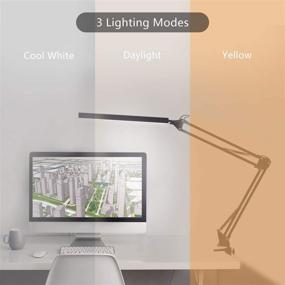 img 1 attached to Psiven LED Architect Desk Lamp with Clamp - Metal Swing Arm Dimmable Task Lamp for Office, Craft, Workbench - Eye Care Table Lamp (3 Color Modes, 10-Level Dimmer, Memory Function) Highly Adjustable and SEO-Friendly Light