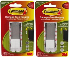 img 1 attached to Sticky Command Sawtooth Hanger, 5-Pound Capacity, Pack of 2