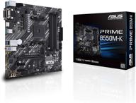 🖥️ asus prime b550m-k micro-atx motherboard - amd am4 zen 3 ryzen 5000 & 3rd gen ryzen, pcie 4.0, ecc memory, 1gb lan, dual m.2, usb 3.2 gen 2 type-a, hdmi 2.1 4k@60hz, dvi, d-sub (silver) logo