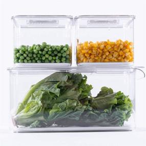 img 1 attached to SANNO Fridge Food Storage Containers Produce Saver FreshWorks Produce - Set 🍎 of 3: Keep Your Food Fresh and Organized with this Stackable Kitchen Keeper