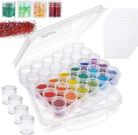 img 4 attached to 🎨 SGHUO 2 Pack 30PCS 5D Diamond Painting Storage Containers - Portable Plastic Bead Cases with Lids for DIY Art Crafts, Seeds, Beads, Sewing, Cosmetic, Nail Glitter Powder