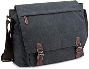 img 4 attached to 👜 Retro Canvas Messenger Bag for Men – Shoulder Satchel for Casual Business with Laptop Compartment, Perfect for 13.3 to 15.6 inch Laptops