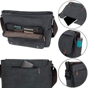img 1 attached to 👜 Retro Canvas Messenger Bag for Men – Shoulder Satchel for Casual Business with Laptop Compartment, Perfect for 13.3 to 15.6 inch Laptops