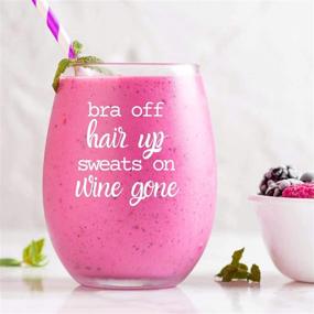 img 3 attached to 🍷 Bra Off, Hair Up, Sweats On: Funny Wine Glass - Unique Gift Idea for Her, Mom, Wife, Girlfriend, Sister, Best Friend, BFF - Perfect Birthday Present for Women - 15oz Wine Gone Glass