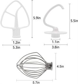 img 2 attached to K45DH K45WW K45B Stand Mixers Repair Set - Dough Hook Wire Whip Coated Flat Blade Paddle with Scraper, 3 Pieces by AMI PARTS