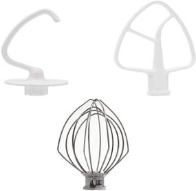 img 4 attached to K45DH K45WW K45B Stand Mixers Repair Set - Dough Hook Wire Whip Coated Flat Blade Paddle with Scraper, 3 Pieces by AMI PARTS