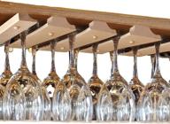 🍷 премиум винный держатель для бокалов под кабинетом, сделанный вручную - тростник из незаконченного дерева для сбережения места - двойной держатель на 12 бокалов - сделано в сша. логотип