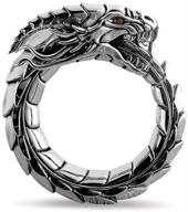 🐉 men's vintage stainless steel dragon amulet rings: mythological, cool, punk biker style logo