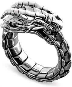 img 1 attached to 🐉 Men's Vintage Stainless Steel Dragon Amulet Rings: Mythological, Cool, Punk Biker Style