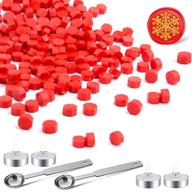 💌 red sealing wax beads kit - 360 pieces for stamp seals, with 4 candles and 2 spoons, ideal for embellishing cards, envelopes, wedding invitations, and gift wrapping logo