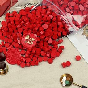 img 2 attached to 💌 Red Sealing Wax Beads Kit - 360 Pieces for Stamp Seals, with 4 Candles and 2 Spoons, Ideal for Embellishing Cards, Envelopes, Wedding Invitations, and Gift Wrapping