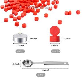 img 3 attached to 💌 Red Sealing Wax Beads Kit - 360 Pieces for Stamp Seals, with 4 Candles and 2 Spoons, Ideal for Embellishing Cards, Envelopes, Wedding Invitations, and Gift Wrapping