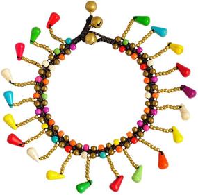 img 3 attached to 🌊 Стильные бохо браслеты на щиколотку: цветные бусины, подвеска из бирюзы - регулируемые браслеты для женщин и девочек, многослойные украшения для пляжа на ноги