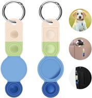 🔵 stalnacker case for airtag keychain: silicone protective cover [2 pack] - anti-lost airtag holder for kids, dogs, keys, backpacks, luggage (blue white) logo