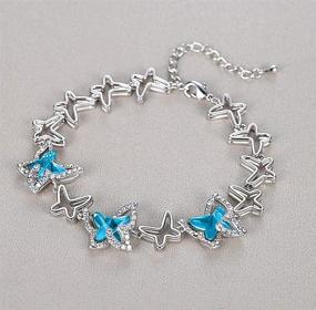 img 3 attached to Shop the Stunning GEMMANCE Butterfly Link Charm Bracelet with Birthstone Crystal - 7”+2” Chain, Silver-Tone!