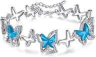 shop the stunning gemmance butterfly link charm bracelet with birthstone crystal - 7”+2” chain, silver-tone! logo