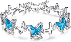 img 4 attached to Shop the Stunning GEMMANCE Butterfly Link Charm Bracelet with Birthstone Crystal - 7”+2” Chain, Silver-Tone!