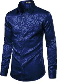 img 4 attached to 👔 ZEROYAA Black Floral Sleeve Jacquard ZLCL24 Men's Clothing and Shirts