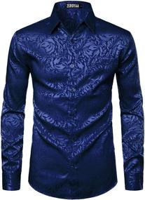 img 3 attached to 👔 ZEROYAA Black Floral Sleeve Jacquard ZLCL24 Men's Clothing and Shirts