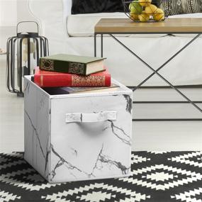 img 3 attached to 📦 Sorbus Fabric Foldable Storage Cubes - Ultimate Organization Bins for Home, Closet, Nursery & College Dorm - Stunning Marble Print (4-Pack, White)