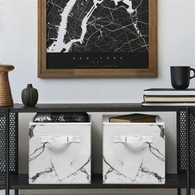 img 1 attached to 📦 Sorbus Fabric Foldable Storage Cubes - Ultimate Organization Bins for Home, Closet, Nursery & College Dorm - Stunning Marble Print (4-Pack, White)