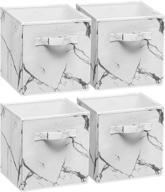 📦 sorbus fabric foldable storage cubes - ultimate organization bins for home, closet, nursery & college dorm - stunning marble print (4-pack, white) logo