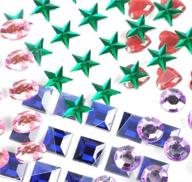 500 assorted pieces of super z outlet mini self-adhesive back jewels multi-color assorted gems rhinestone, hearts, diamonds, stars stickers: ideal for arts & crafts, decorations, invitations logo