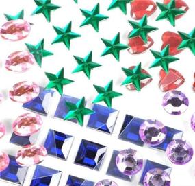 img 4 attached to 500 Assorted Pieces of Super Z Outlet Mini Self-Adhesive Back Jewels Multi-Color Assorted Gems Rhinestone, Hearts, Diamonds, Stars Stickers: Ideal for Arts & Crafts, Decorations, Invitations