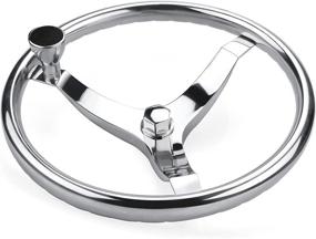 img 3 attached to 🚤 High Quality Stainless Steel Boat Steering Wheel - Compatible with Seastar and Verado - 3 Spoke Design - 13-1/2" Diameter - Includes 5/8"-18 Nut and Turning Knob