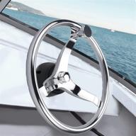 🚤 high quality stainless steel boat steering wheel - compatible with seastar and verado - 3 spoke design - 13-1/2" diameter - includes 5/8"-18 nut and turning knob логотип