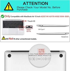 img 3 attached to 🍏 MOSISO MacBook Air 13 inch Case 2020 2019 2018 Release A2337 M1 A2179 A1932, Retina Display with Touch ID, Watercolor Marble Hard Shell Cover with Keyboard Skin, Mouse Pad, and Pouch, Green