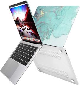 img 2 attached to 🍏 MOSISO MacBook Air 13 inch Case 2020 2019 2018 Release A2337 M1 A2179 A1932, Retina Display with Touch ID, Watercolor Marble Hard Shell Cover with Keyboard Skin, Mouse Pad, and Pouch, Green