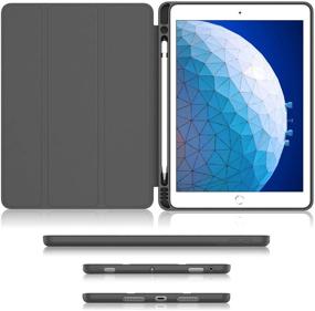 img 2 attached to 📱 Dark Grey Soke iPad Air 3 Case 2019 with Pencil Holder - Premium Smart Case, Strong Protection, Auto Sleep/Wake, Ultra Slim Soft TPU Back Cover for iPad Air 3rd Gen 2019/iPad Pro 10.5 2017