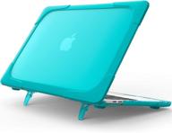 batyue macbook air 13 inch case 2020 - m1 a2337/a2179/a1932 [heavy duty] [dual layers] soft touch hard case with tpu bumper - apple macbook air 13 inch (light blue) logo