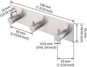 img 3 attached to 🧷 Универсальный крючок для полотенец KES с самоклеящейся поверхностью, вешалка для пальто и халатов - 3 вешалки, ванная/кухня, нержавеющая сталь с матовой отделкой (A7060H3-2)