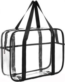 img 4 attached to 👜 Clear PVC Tote Bag: Waterproof Cosmetics & Toiletry Carry Pouch for Makeup Artists, Diapers, Beach Essentials